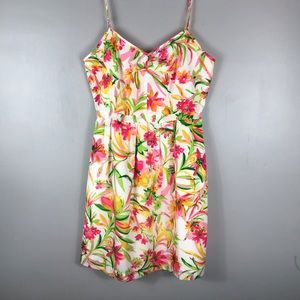 J crew neon color mini dress flowers print size 4